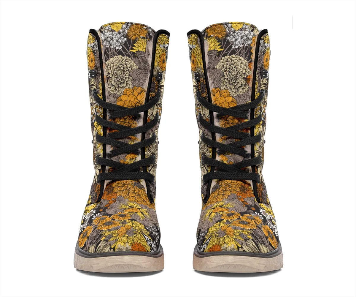Fall Flowers Suede Snow Boots