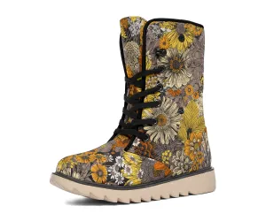 Fall Flowers Suede Snow Boots