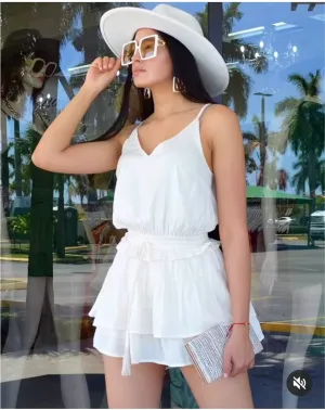 Far Away  Flare Romper Ivory
