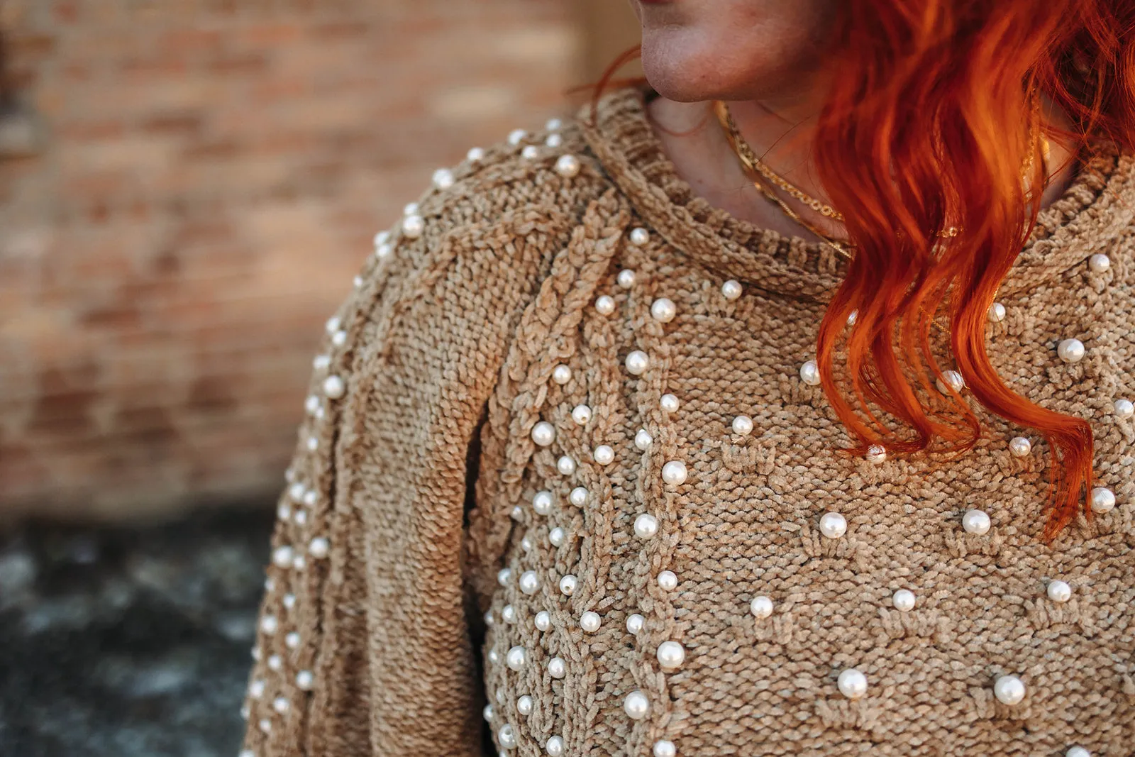 farrah chenille pullover in pearls