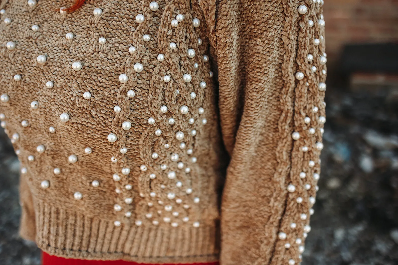 farrah chenille pullover in pearls