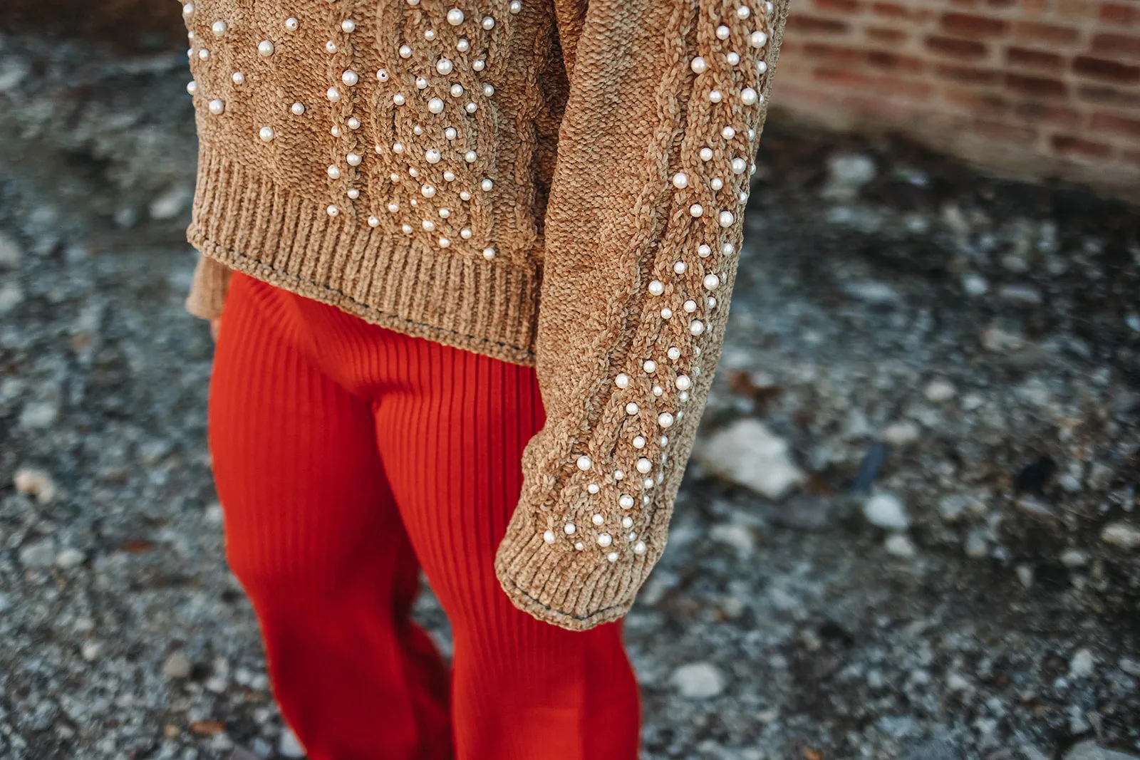 farrah chenille pullover in pearls