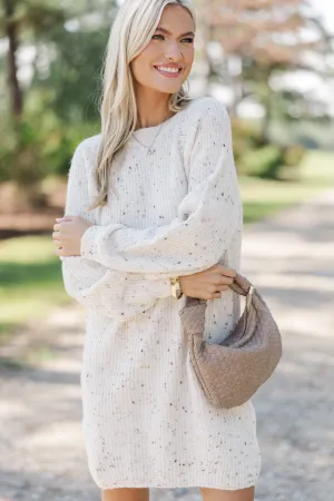 Feeling It Ivory White Sweater Dress