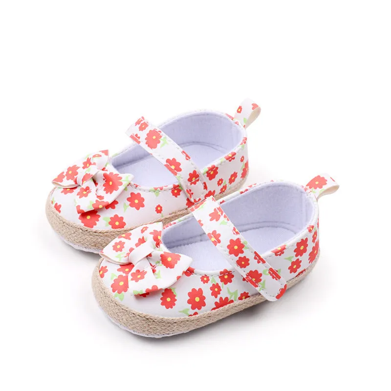 Floral Printed Velcro Closure Booties