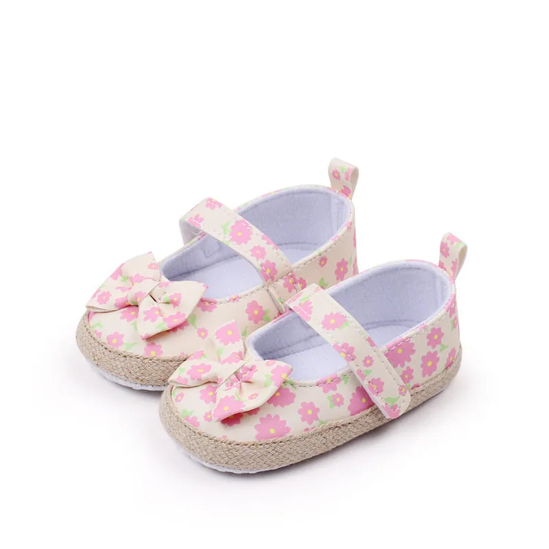 Floral Printed Velcro Closure Booties