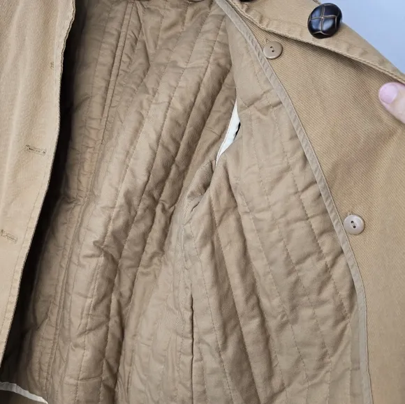GAP Herringbone Belted Jacket with Faux Fur Collar and Removable Insert Tan XS