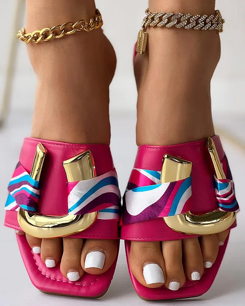 Geometric U Pattern Square Fashionable Slippers