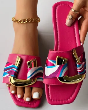 Geometric U Pattern Square Fashionable Slippers