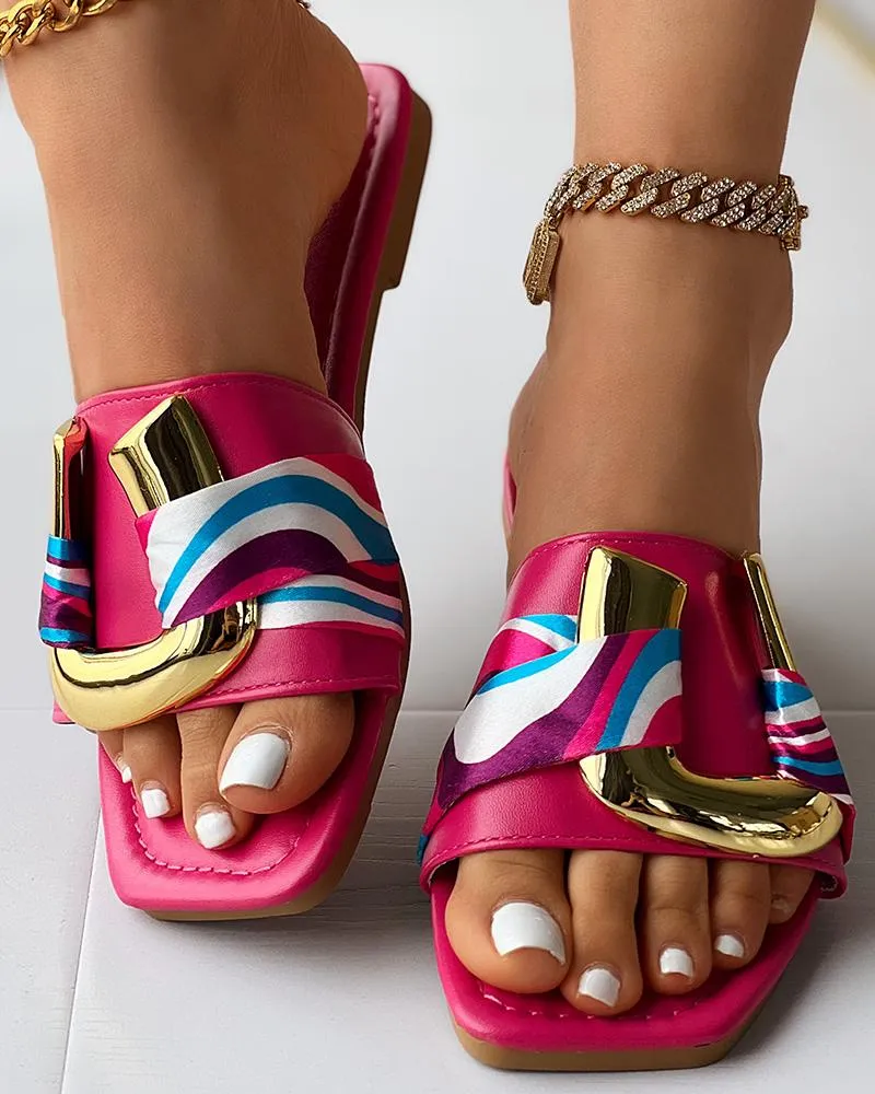 Geometric U Pattern Square Fashionable Slippers