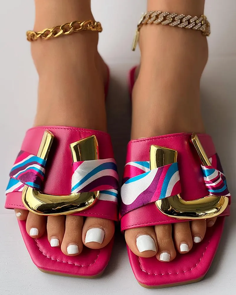 Geometric U Pattern Square Fashionable Slippers