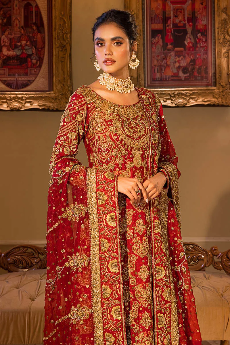 Gold Red Long Kameez Lehenga Pakistani Bridal Dresses