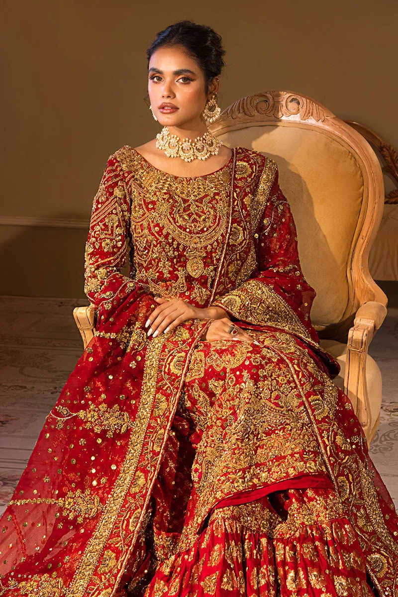 Gold Red Long Kameez Lehenga Pakistani Bridal Dresses