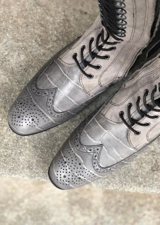 Grey Faux Croco