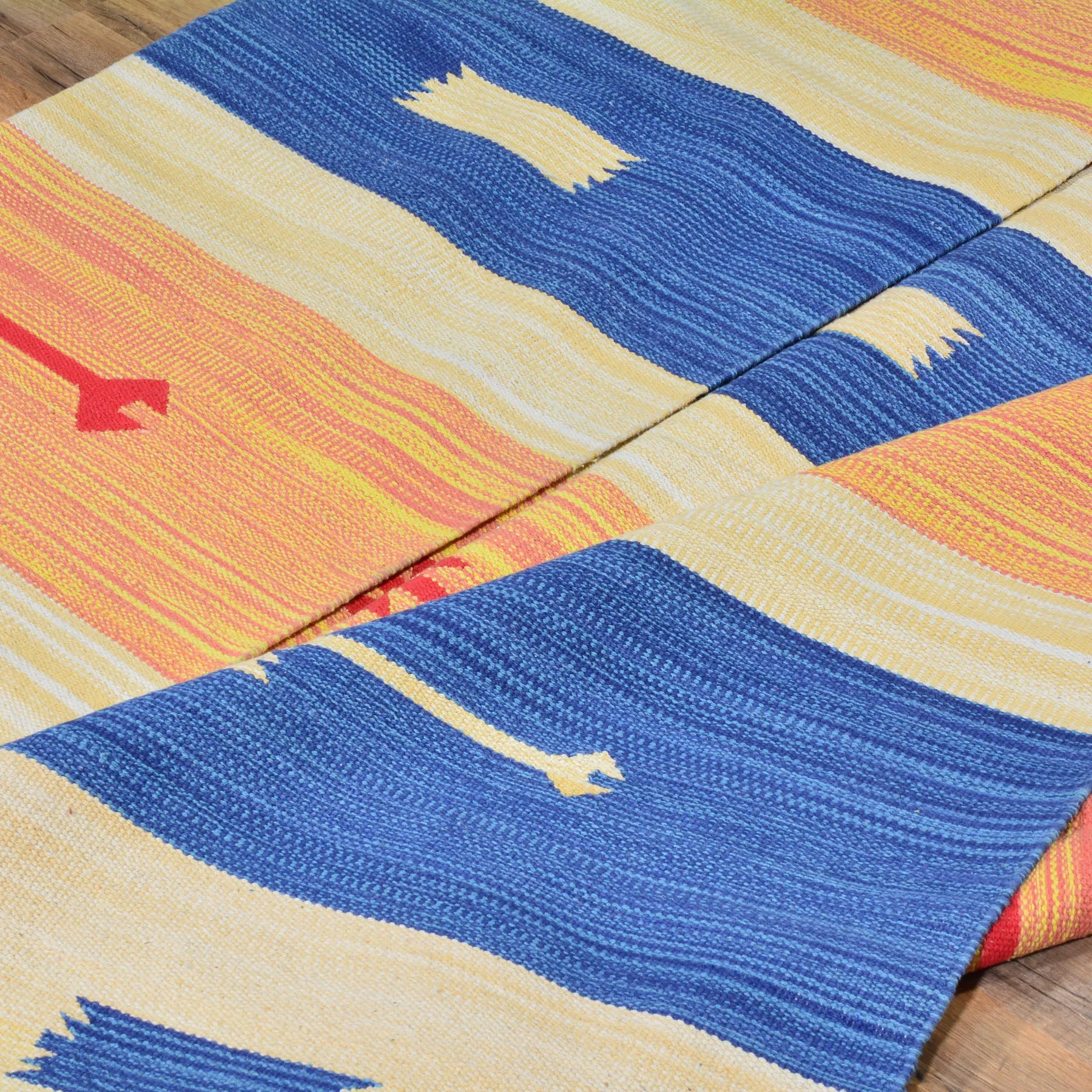 Hand-Woven Flatweave Cotton Kilim Southwestern Design Rug (Size 7.9 X 10.0) Cwral-6918