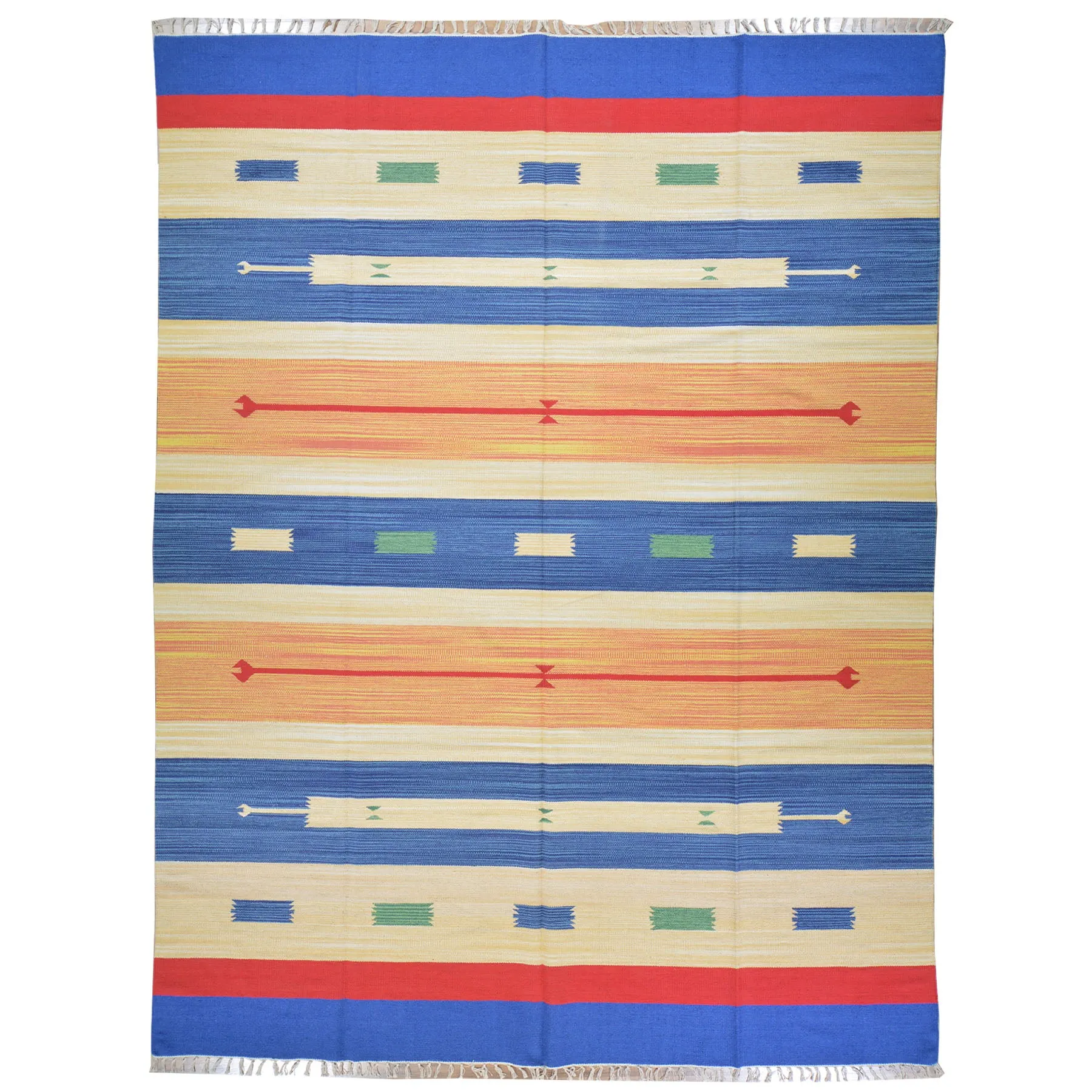 Hand-Woven Flatweave Cotton Kilim Southwestern Design Rug (Size 7.9 X 10.0) Cwral-6918