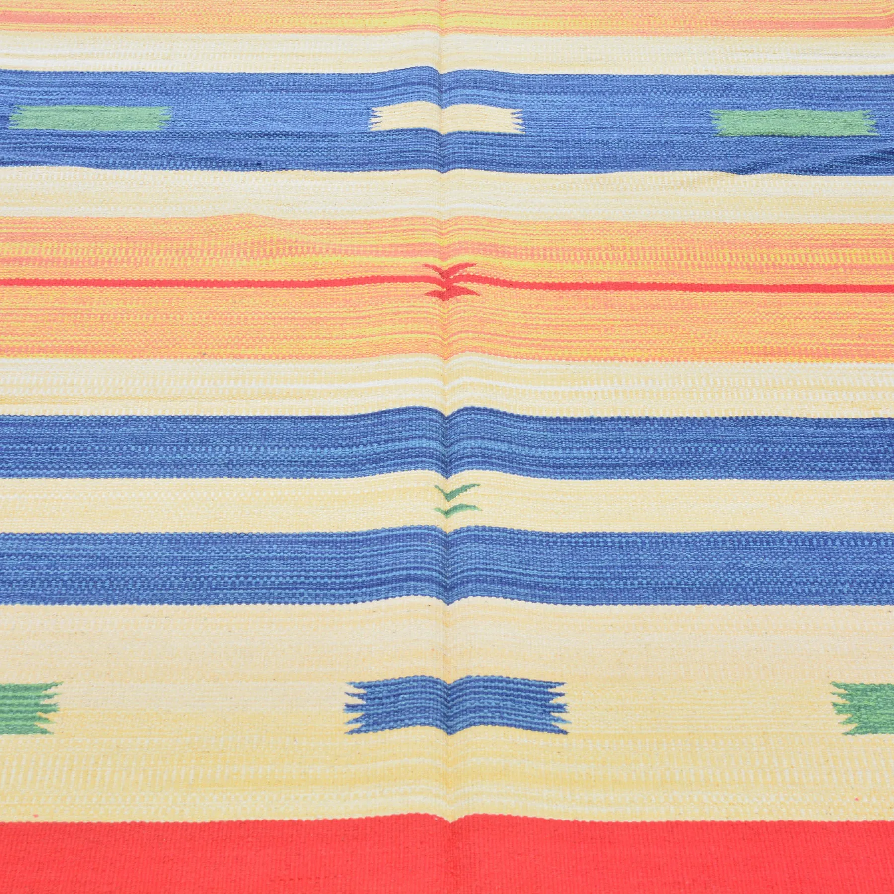 Hand-Woven Flatweave Cotton Kilim Southwestern Design Rug (Size 7.9 X 10.0) Cwral-6918