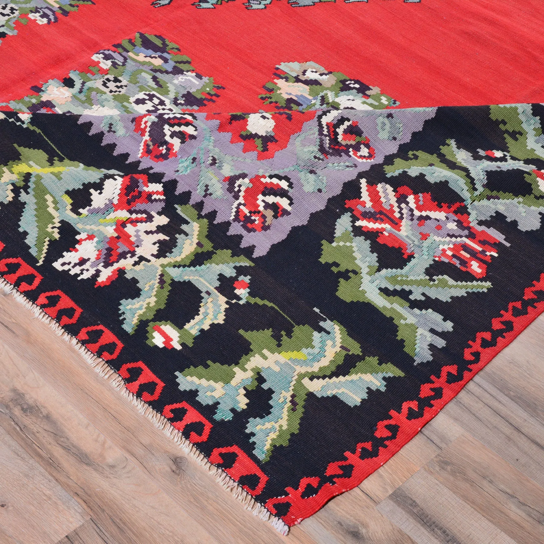 Hand-Woven Turkish Bessarabian Kilim Wool Rug (Size 9.0 X 10.0) Cwral-3498