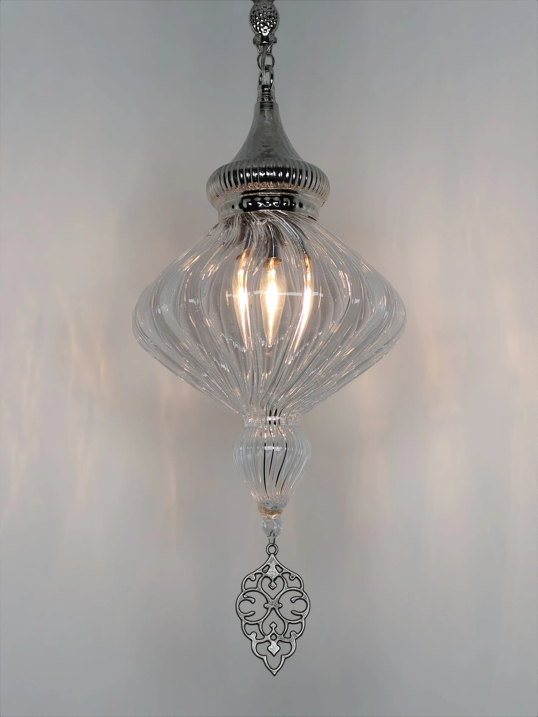 Handmade Pyrex Blown Glass Ceiling Lamp