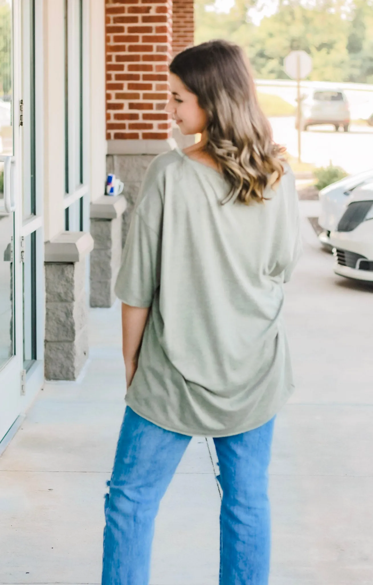 Hello Boyfriend Tee in Light Olive