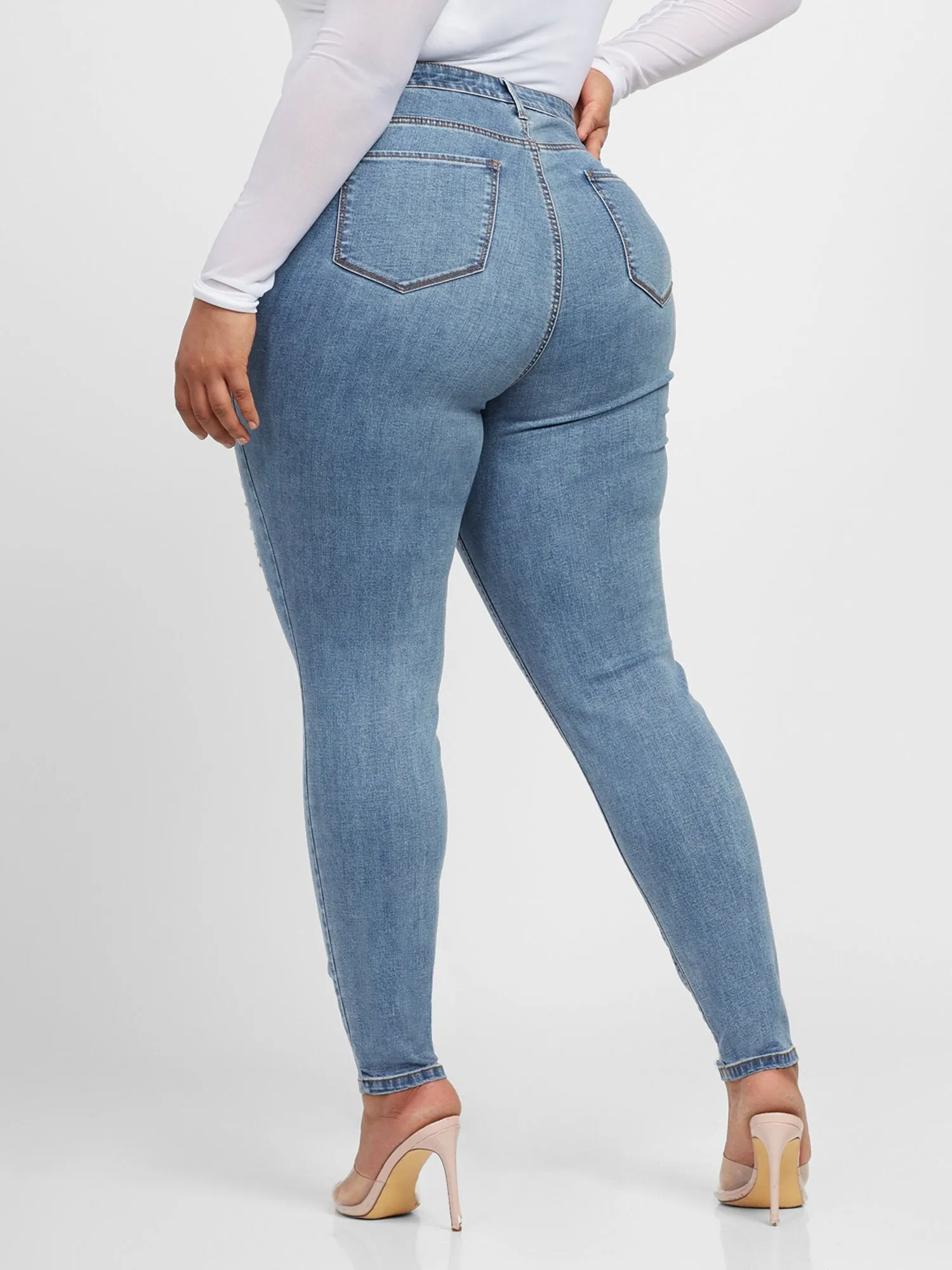 High-Rise Destructed Skinny Jeans - Tall Inseam