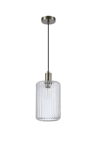 Holt 1 Light Fluted Glass Pendant Antique Brass
