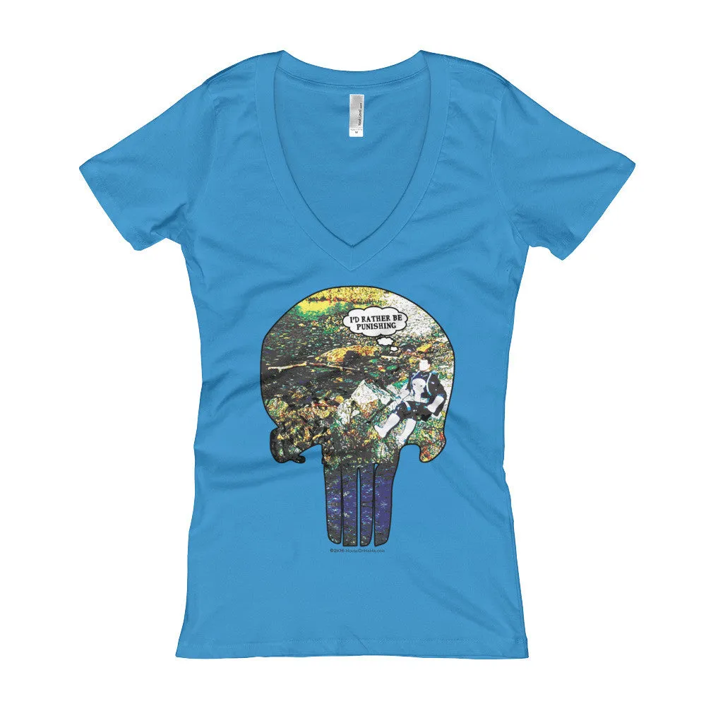 I'd Rather Be Punishing Fitted V-Neck T-Shirt