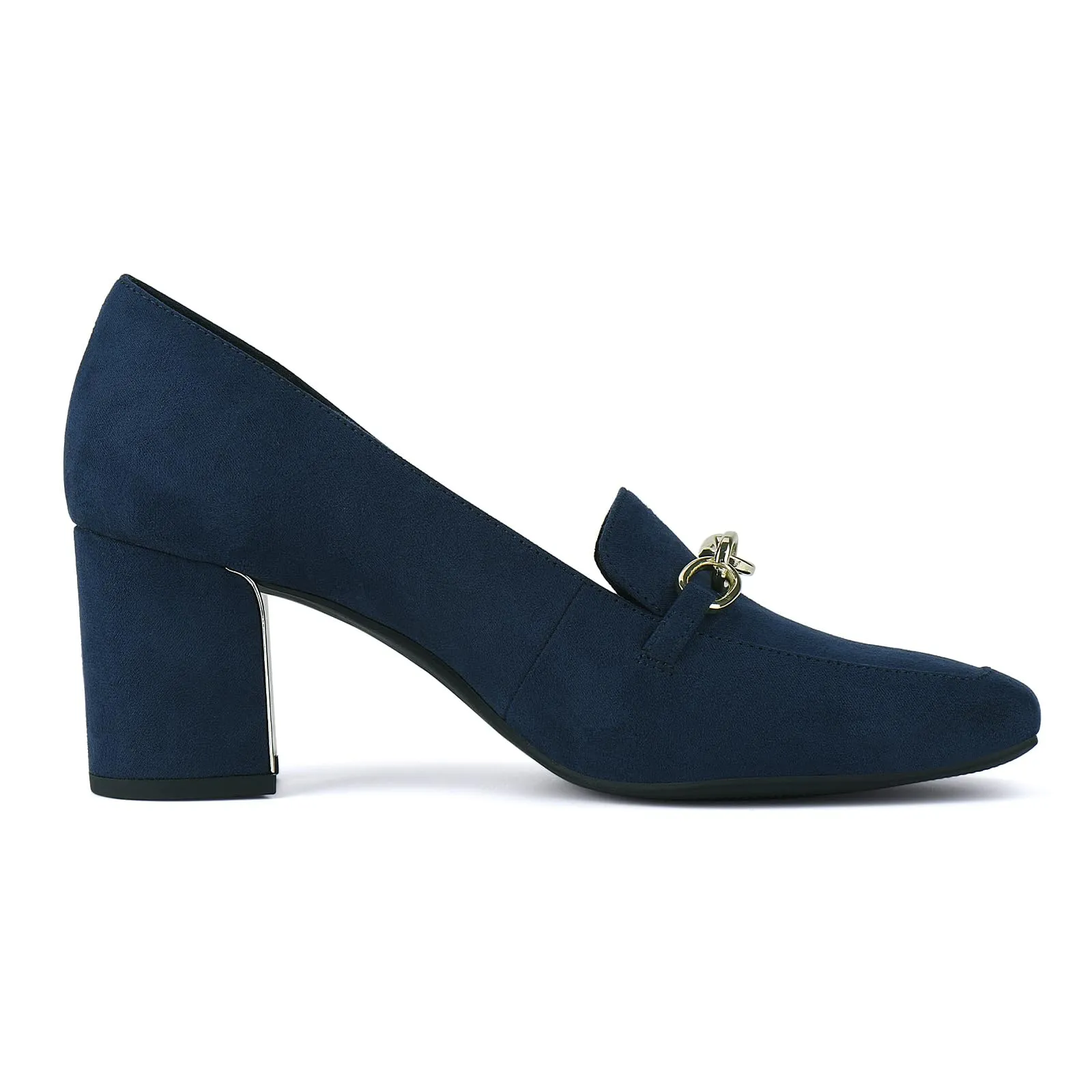JENN ARDOR Women's Chunky Heel Loafers Pumps with Chain Detail
