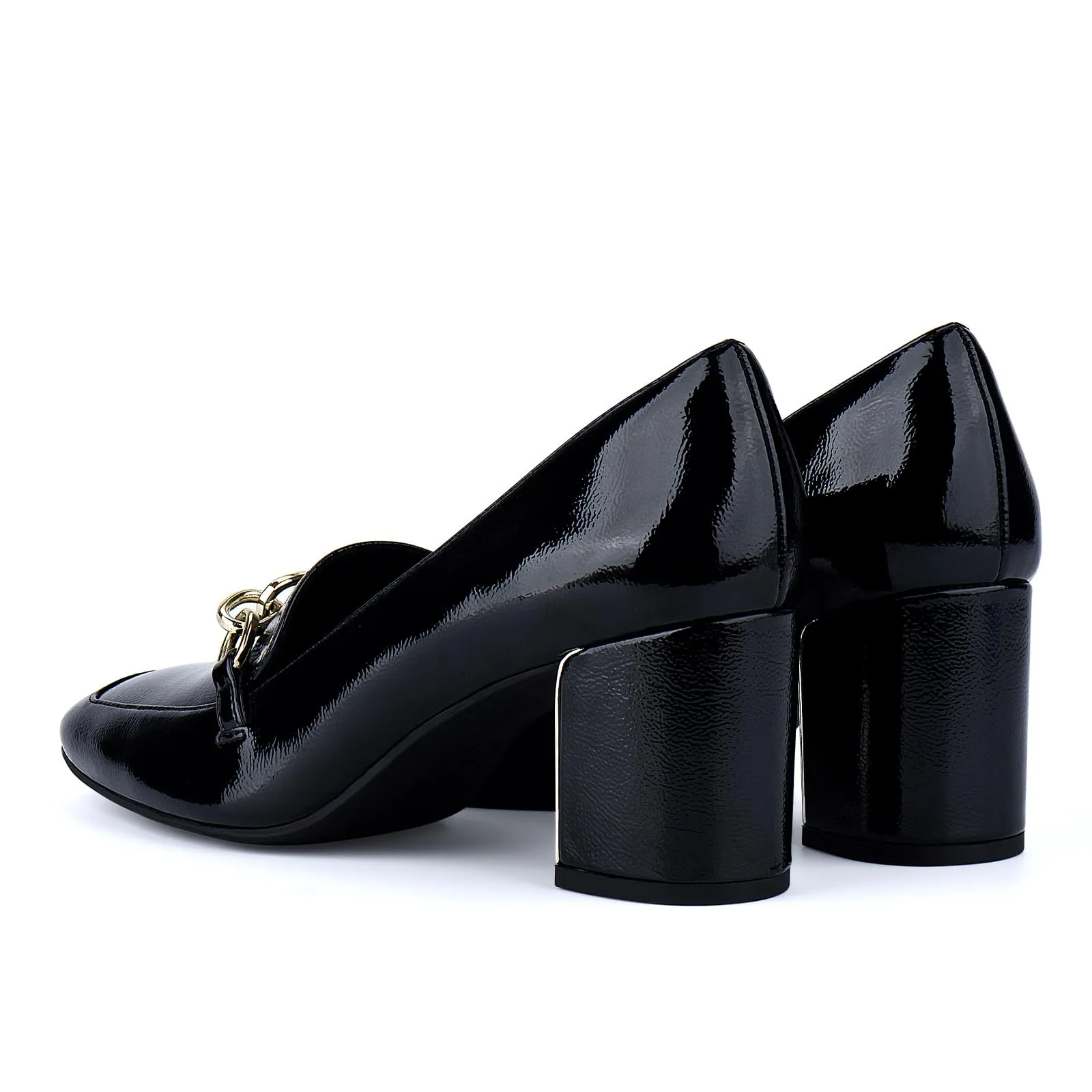 JENN ARDOR Women's Chunky Heel Loafers Pumps with Chain Detail