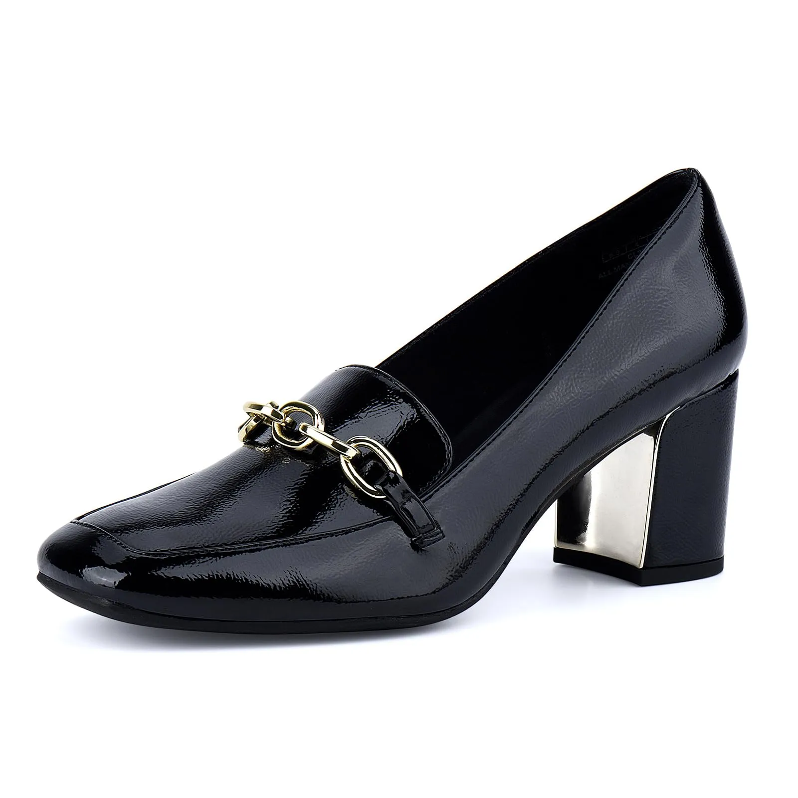 JENN ARDOR Women's Chunky Heel Loafers Pumps with Chain Detail