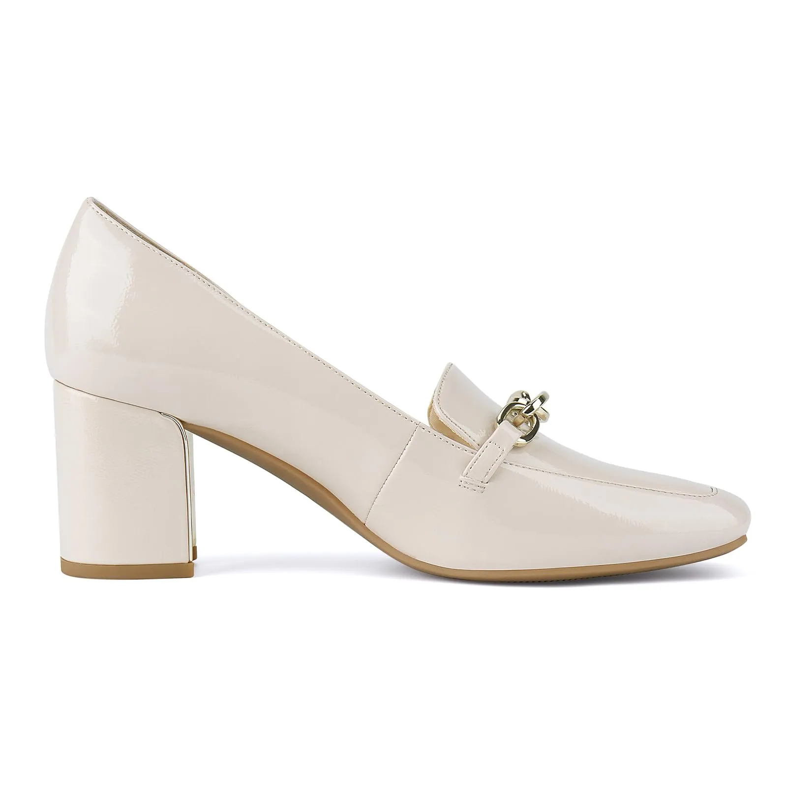 JENN ARDOR Women's Chunky Heel Loafers Pumps with Chain Detail