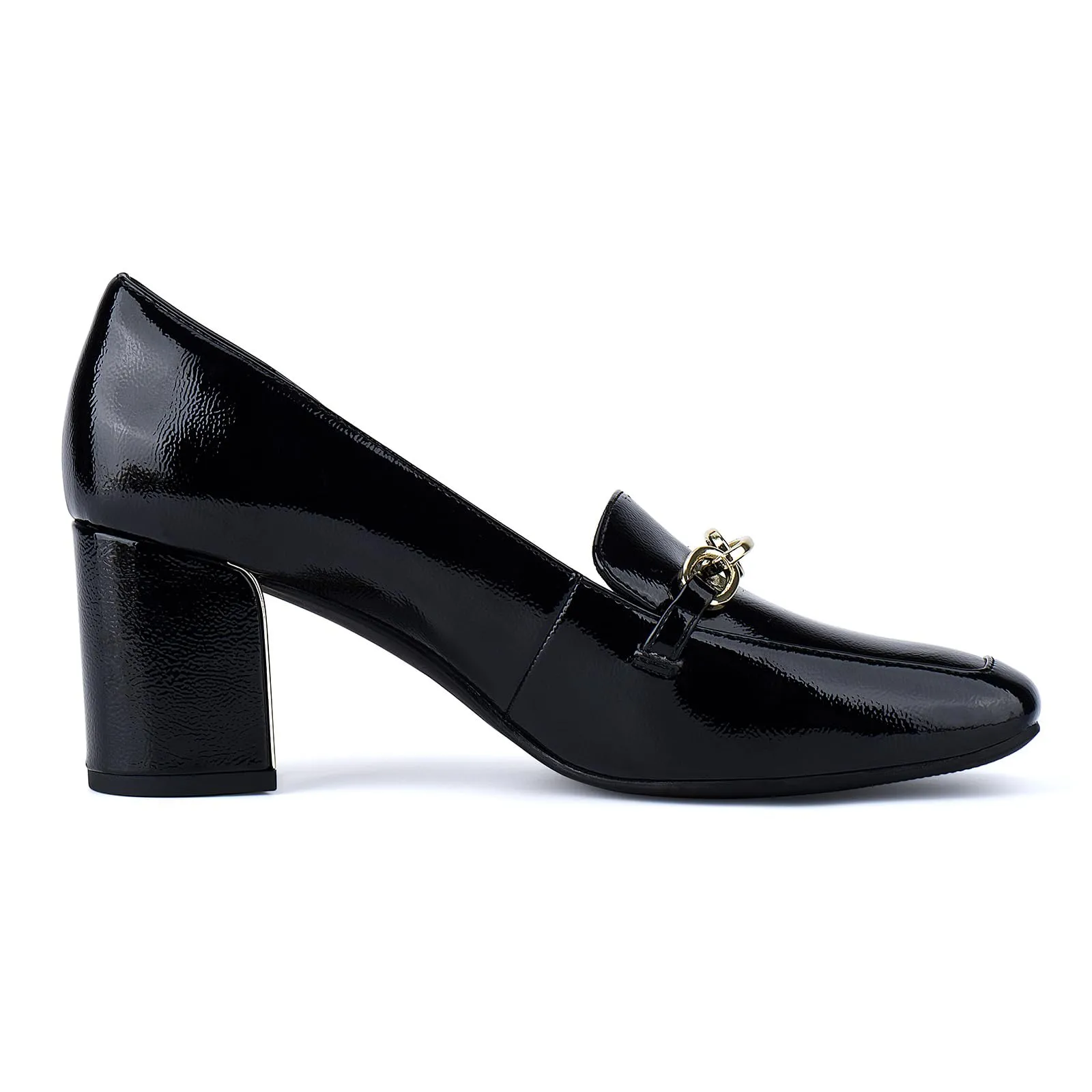 JENN ARDOR Women's Chunky Heel Loafers Pumps with Chain Detail