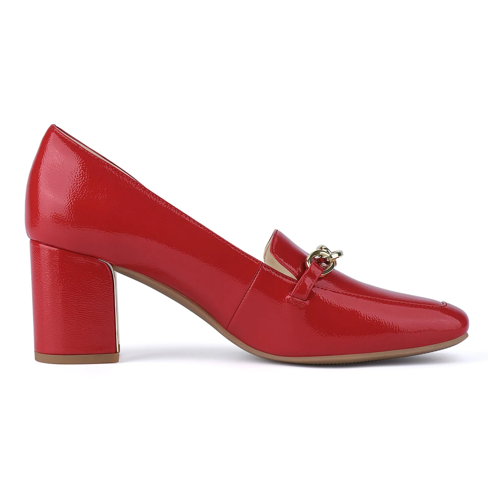 JENN ARDOR Women's Chunky Heel Loafers Pumps with Chain Detail