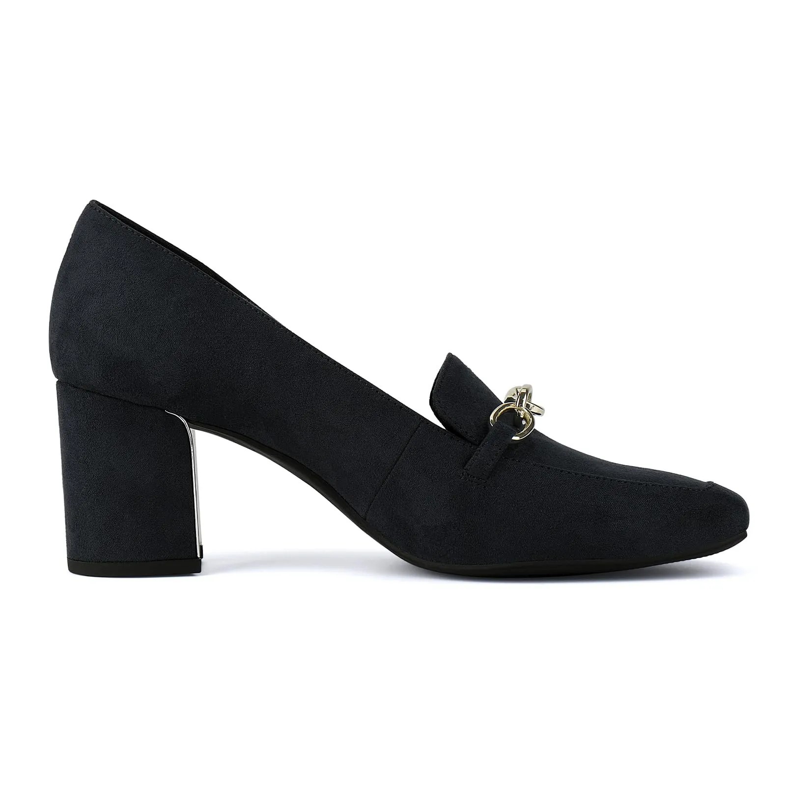 JENN ARDOR Women's Chunky Heel Loafers Pumps with Chain Detail