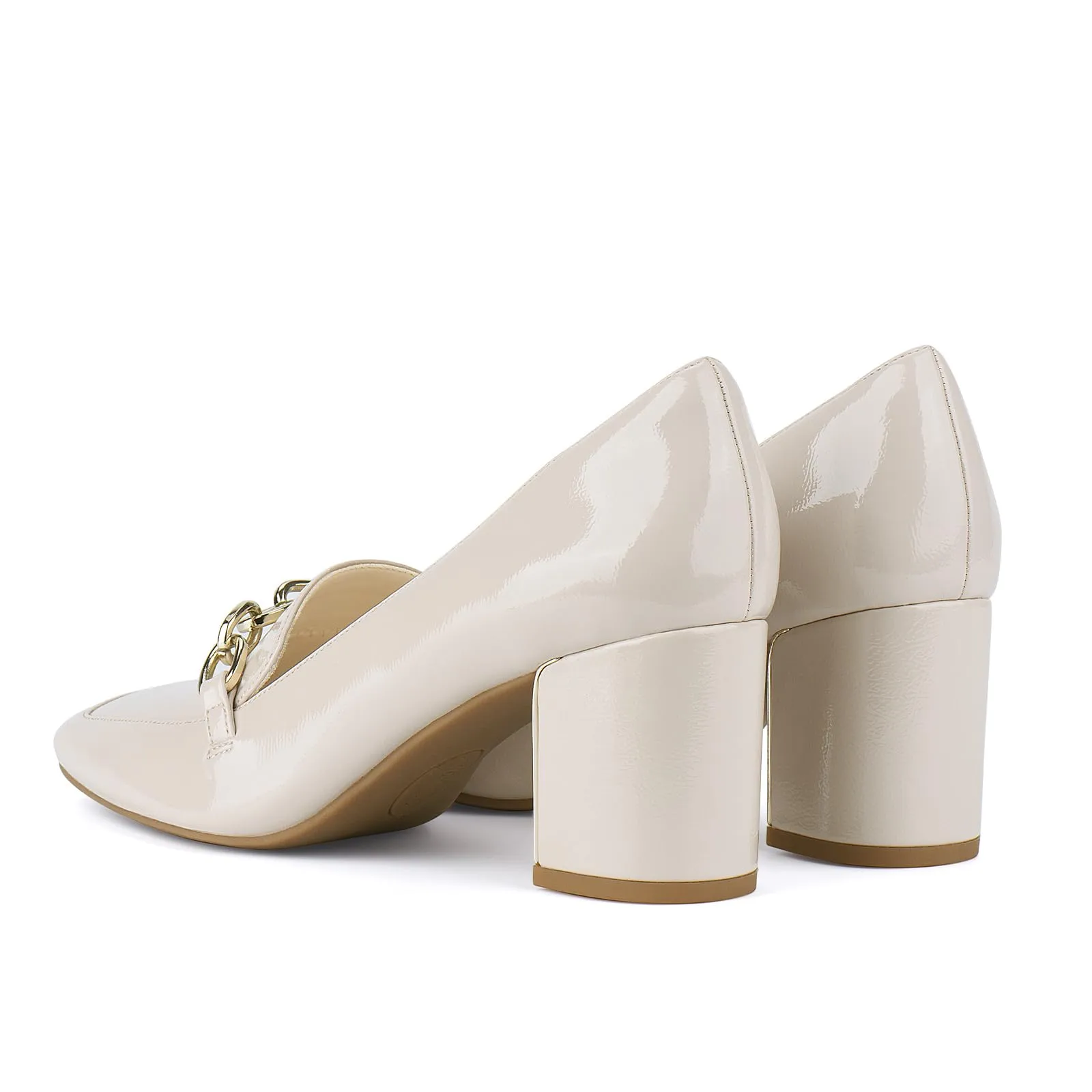 JENN ARDOR Women's Chunky Heel Loafers Pumps with Chain Detail