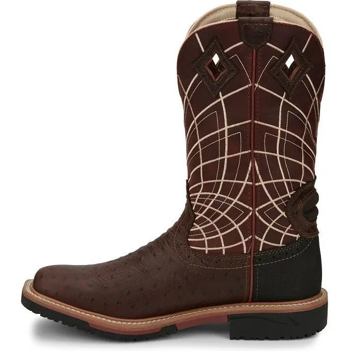 Justin Men's Derrickman 12" WP Western Work Boot -Brown- SE4834