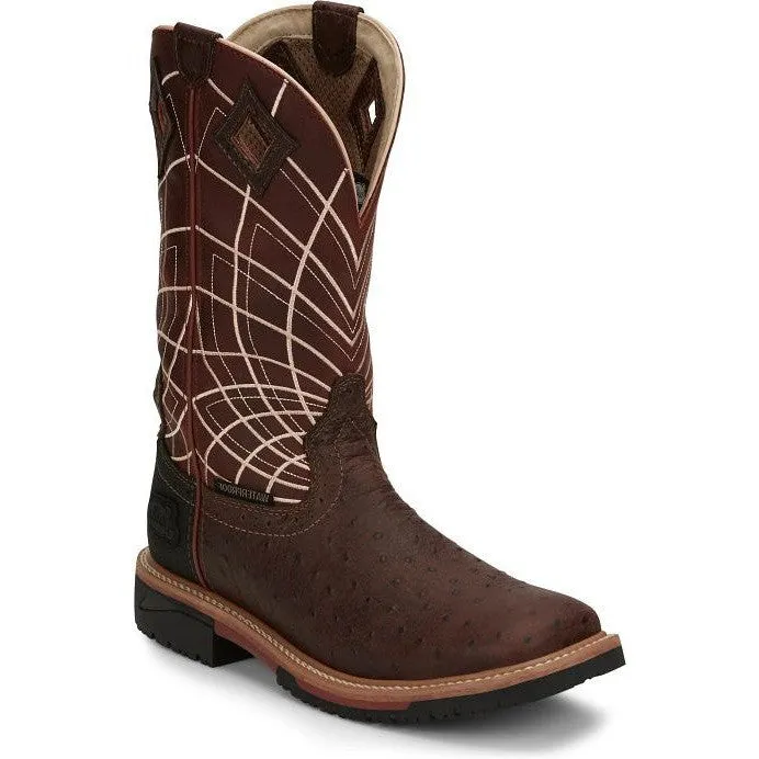 Justin Men's Derrickman 12" WP Western Work Boot -Brown- SE4834