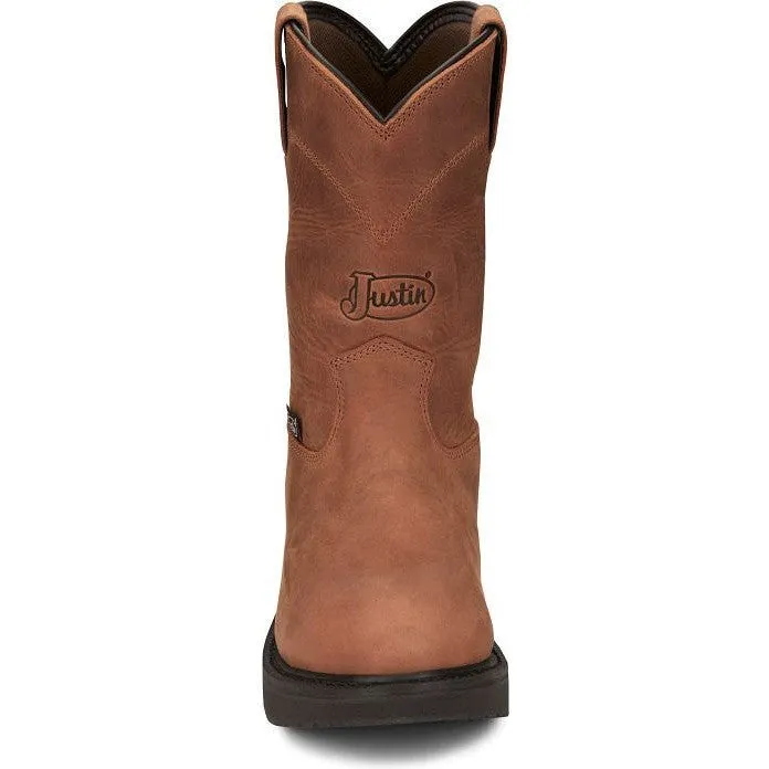 Justin Men's Round Up 10" WP Western Work Boot -Brown- OW6604