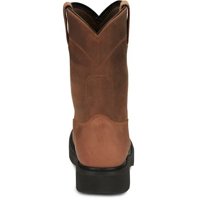 Justin Men's Round Up 10" WP Western Work Boot -Brown- OW6604