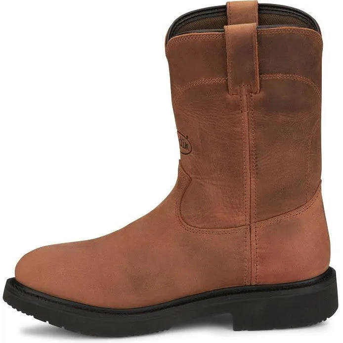 Justin Men's Round Up 10" WP Western Work Boot -Brown- OW6604