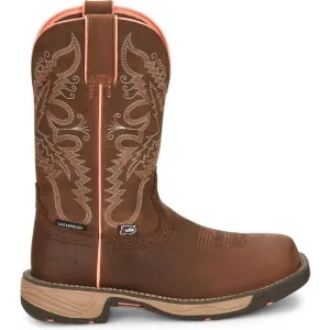 Justin Women's Rush 11" Comp Toe WP Western Work Boot -Brown- SE4357
