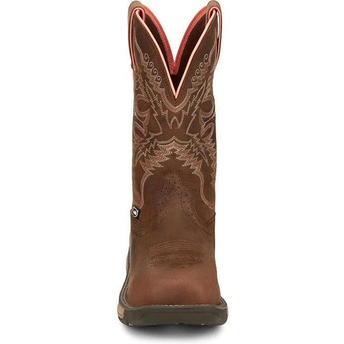 Justin Women's Rush 11" Comp Toe WP Western Work Boot -Brown- SE4357