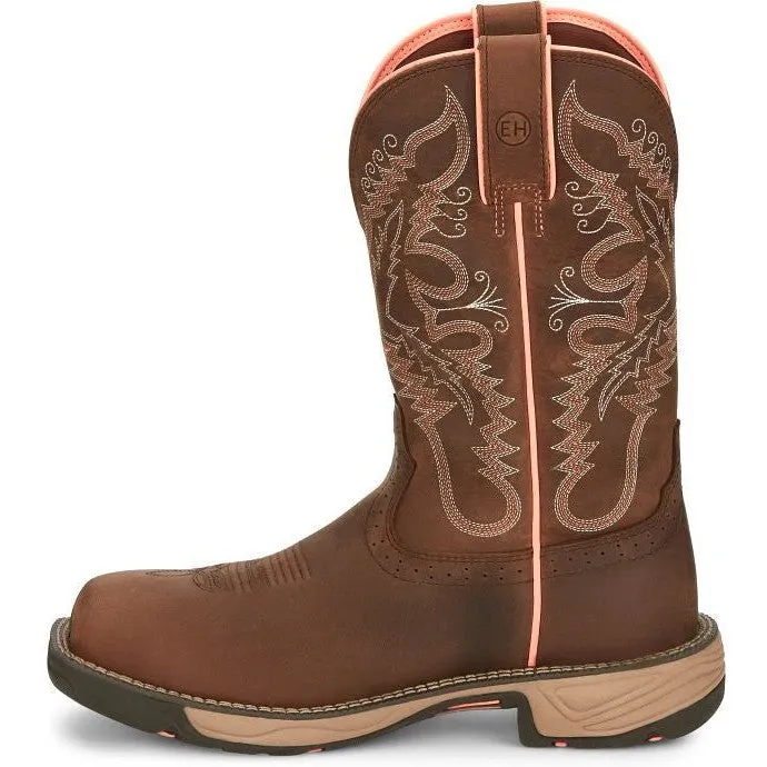 Justin Women's Rush 11" Comp Toe WP Western Work Boot -Brown- SE4357
