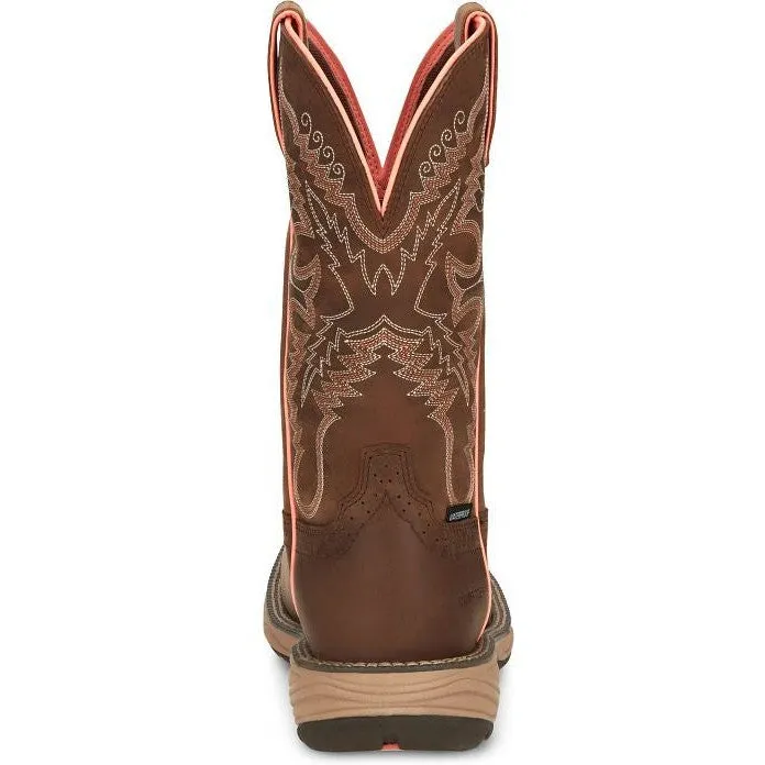 Justin Women's Rush 11" Comp Toe WP Western Work Boot -Brown- SE4357