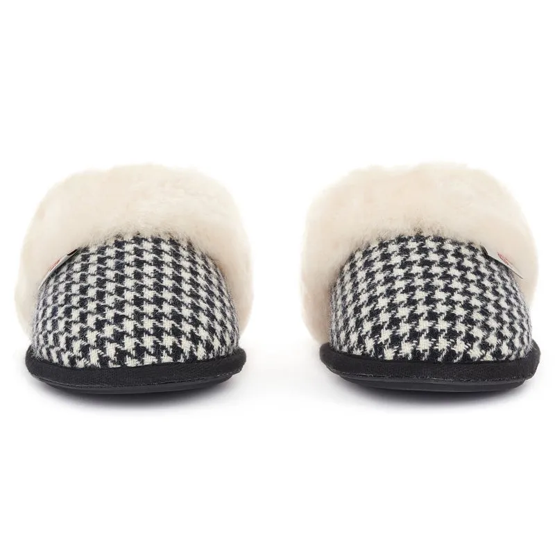 Kate - Harris Tweed Mule - Black / White Houndstooth