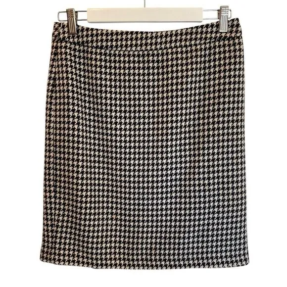 Kate Hill Houndstooth Wool Blend Pencil Skirt Women's 4P