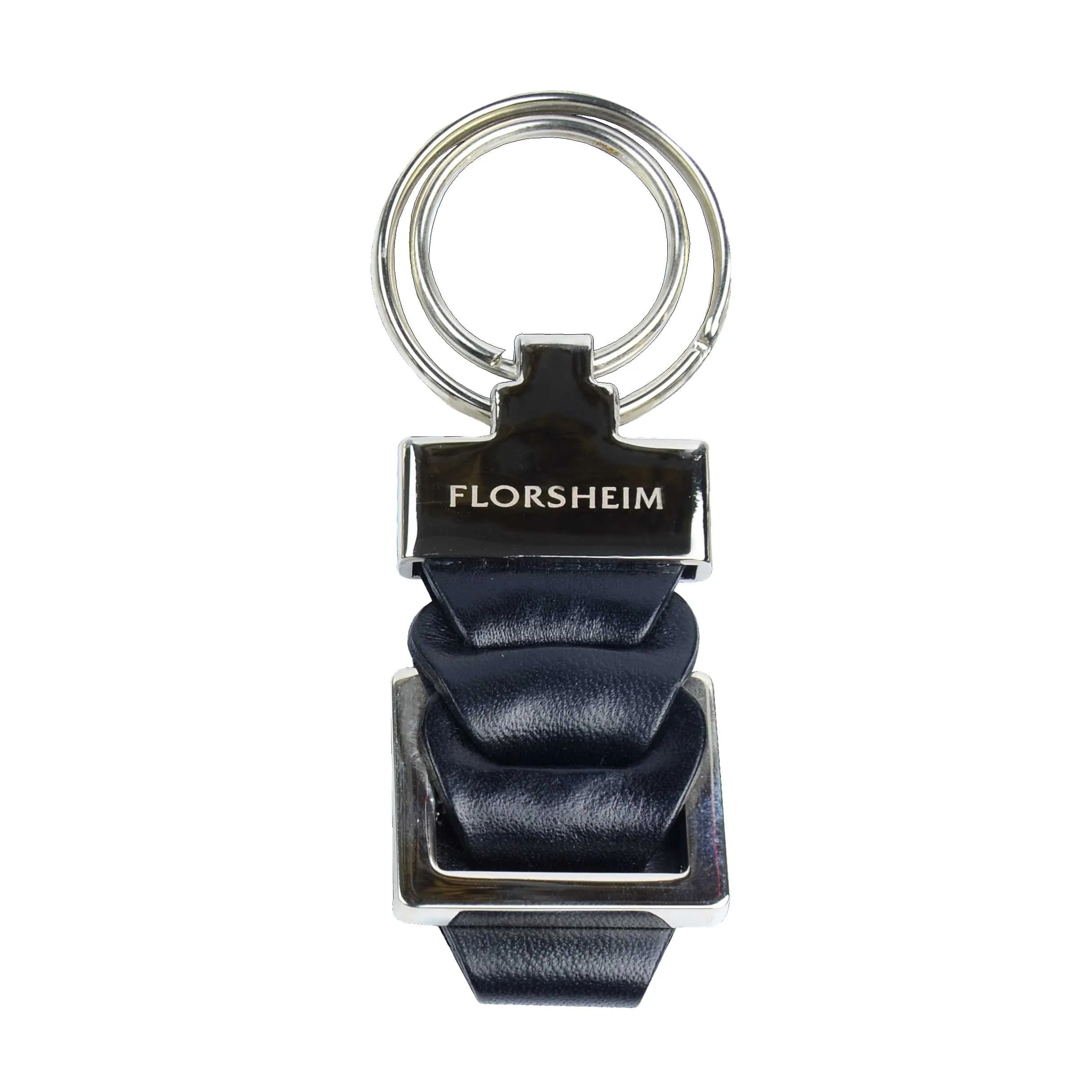 KEY RING METAL AND LEATHER NAVY