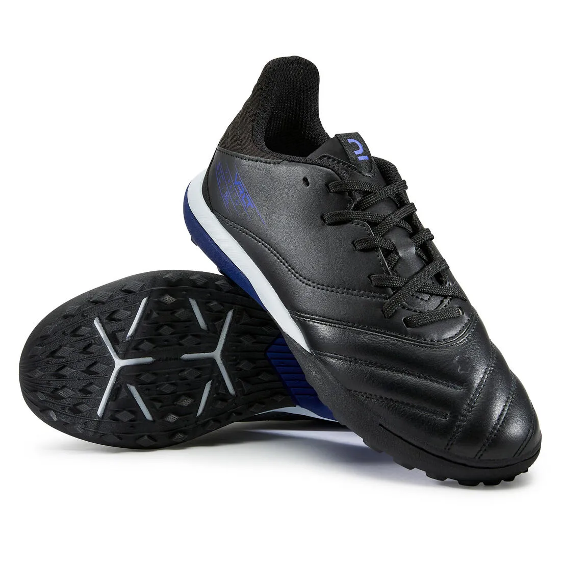 Kids' Lace-Up Leather Football Boots Viralto II Turf - Black/Lightning