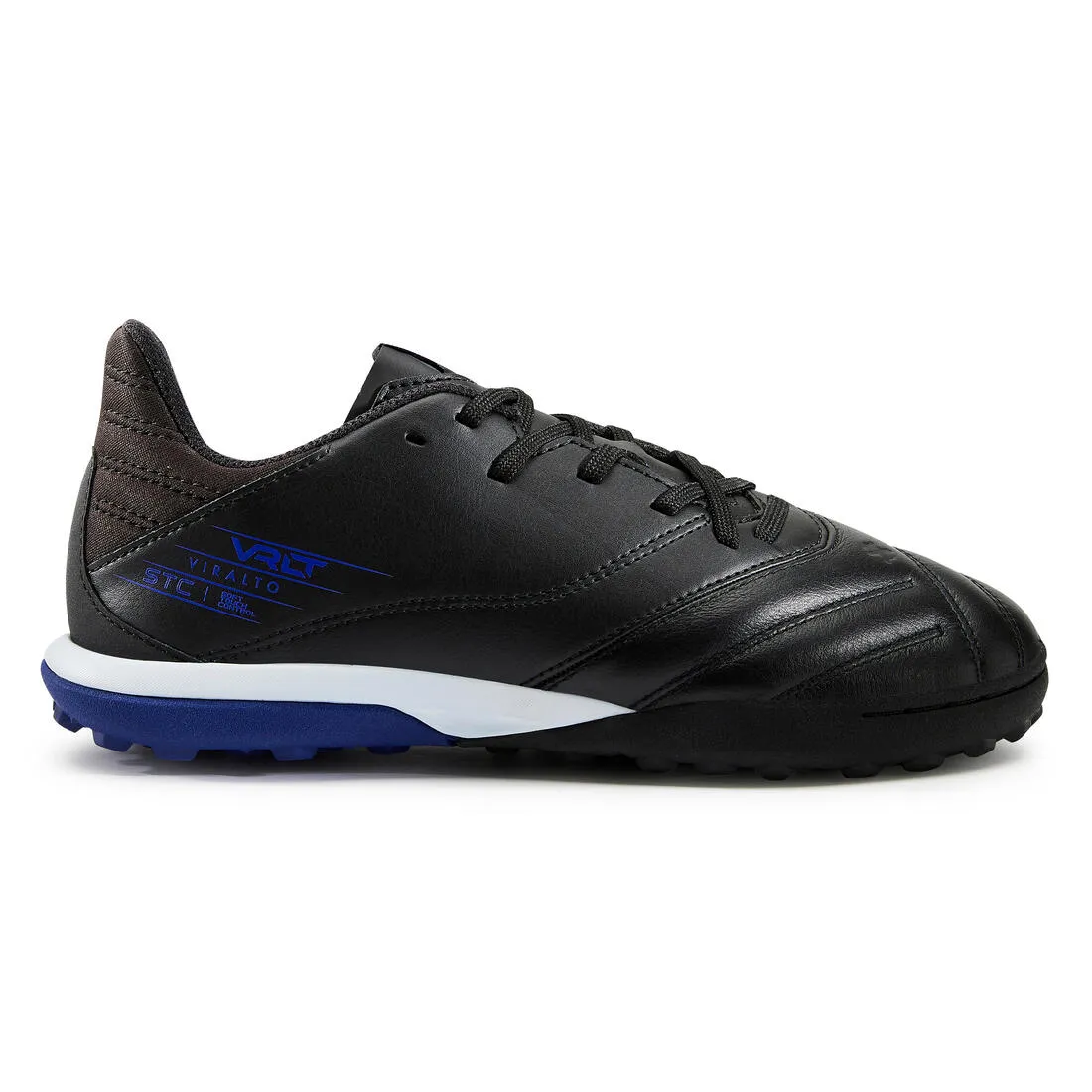Kids' Lace-Up Leather Football Boots Viralto II Turf - Black/Lightning