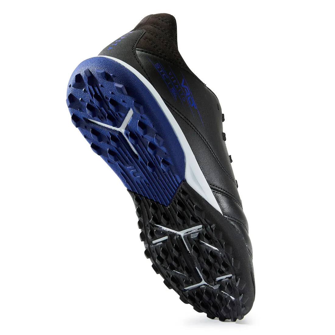 Kids' Lace-Up Leather Football Boots Viralto II Turf - Black/Lightning