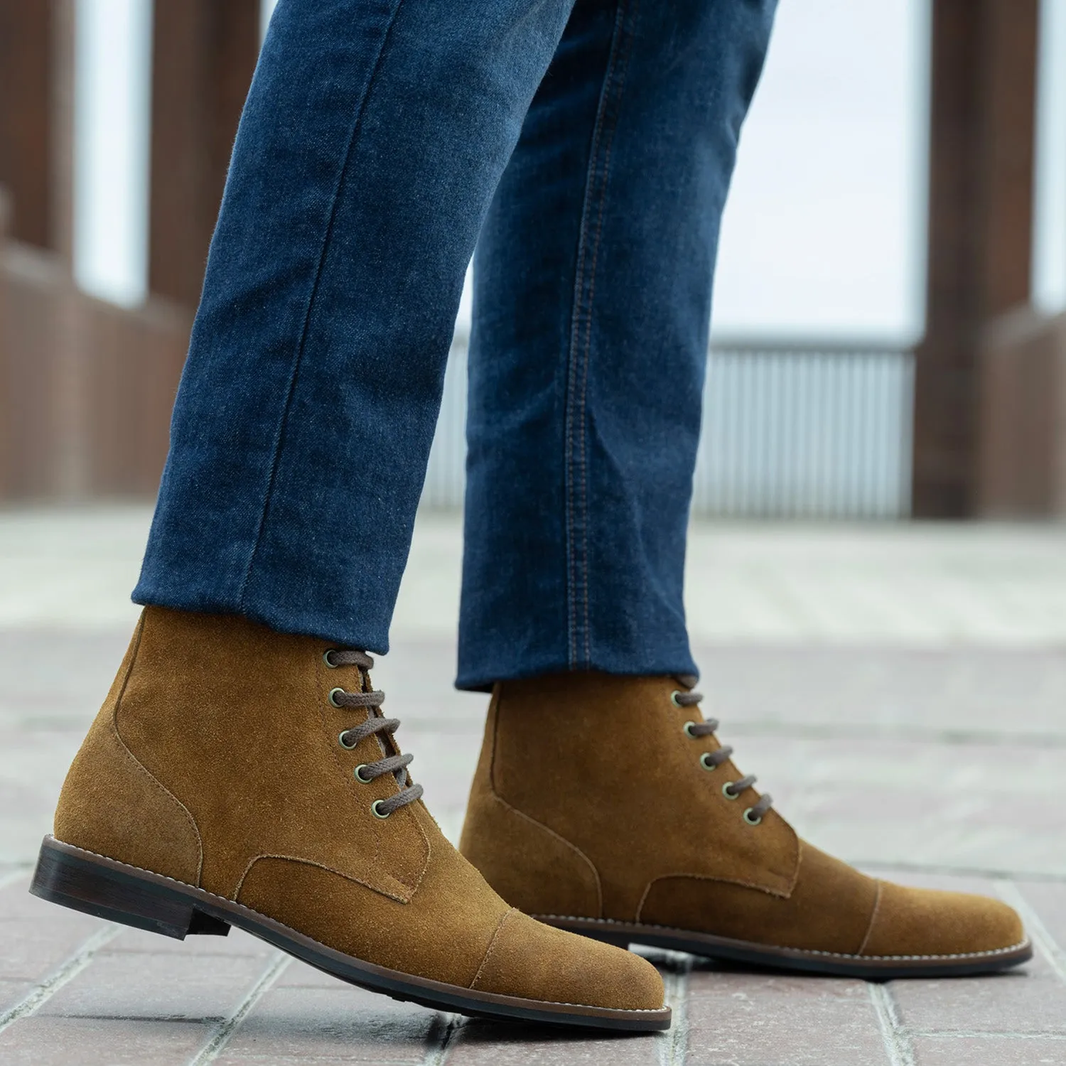 Knight Derby Brown Suede Leather Boots - StudGuard